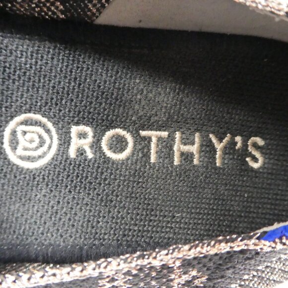 Rothys The Original Black Gold Shimmer Knit Stretch Slip On Sneaker Womens 8.5 - Picture 12 of 13
